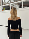 Anna Olympia off-shoulder bluse - Sort