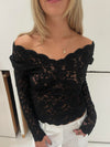 Bodil langærmet blonde bluse- sort