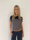 Eloisa bluse med striber - Navy/beige