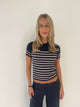 Eloisa bluse med striber - Navy/beige