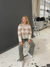Christelle striktrøje med striber - Beige/off white