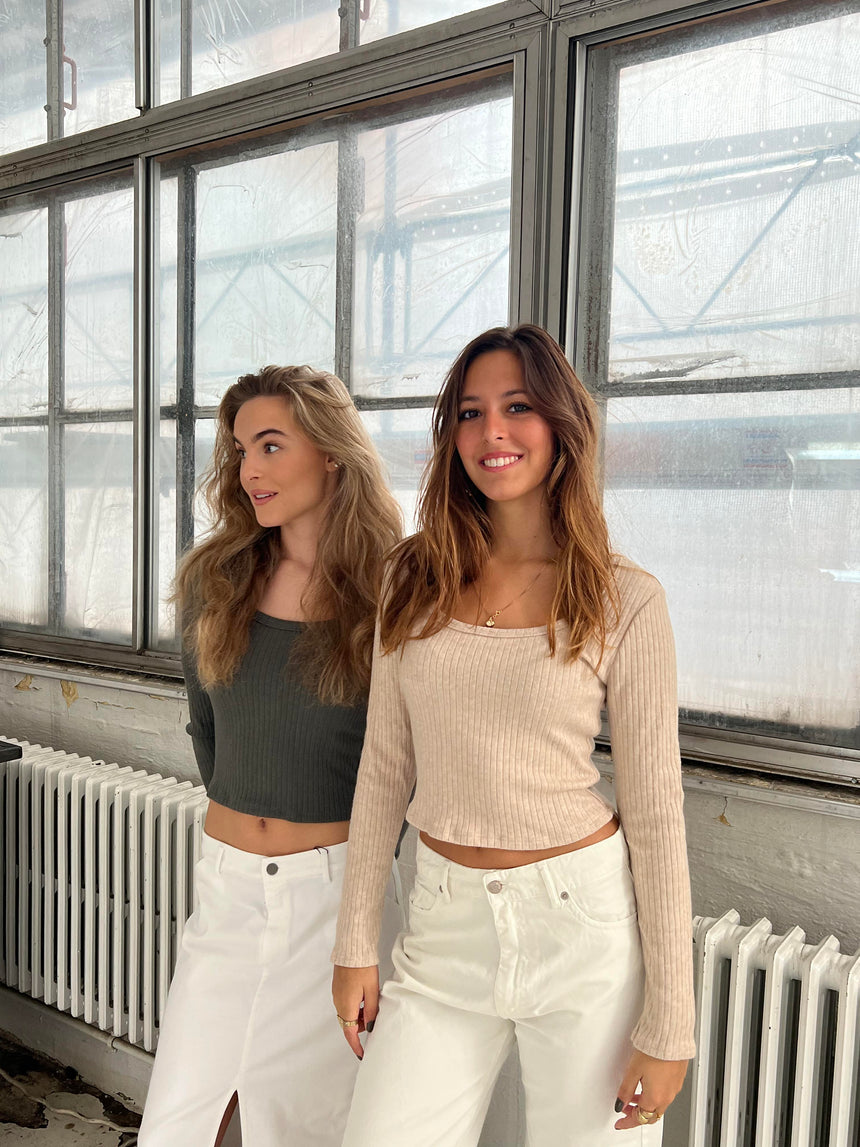 Ariella square neck bluse - Mørkegrøn