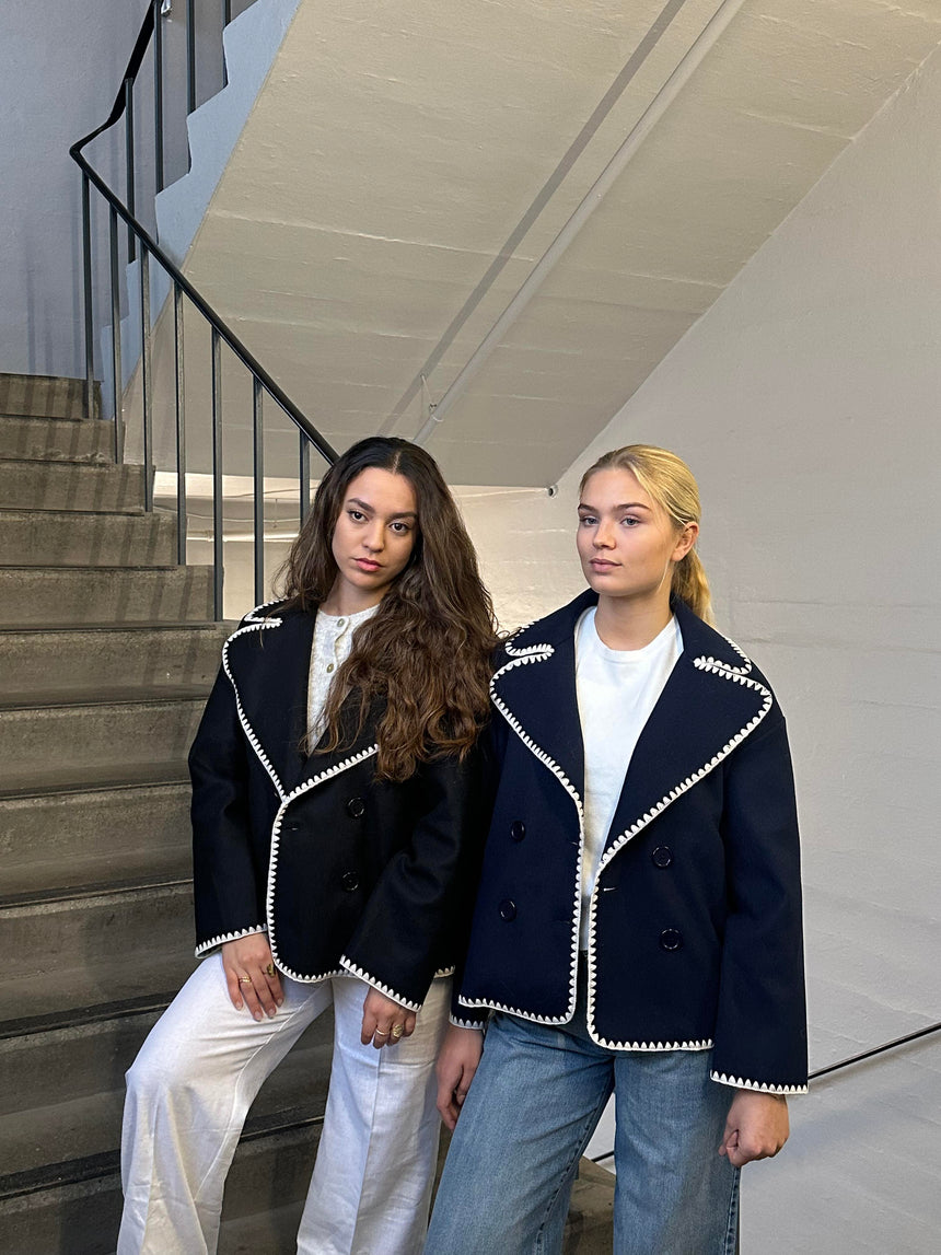Adele stitching jakke - Navy
