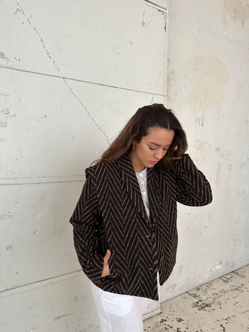 Astoria jakke/blazer - Sort/beige