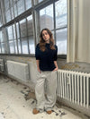 Arabella strikket t-shirt - Navy