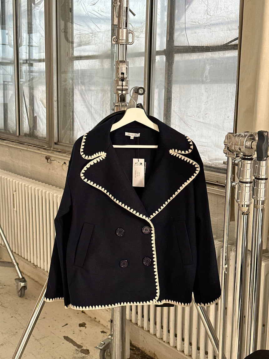 Adele stitching jakke - Navy