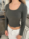 Ariella square neck bluse - Mørkegrøn