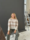 Christelle striktrøje med striber - Beige/off white