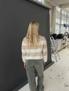 Christelle striktrøje med striber - Beige/off white