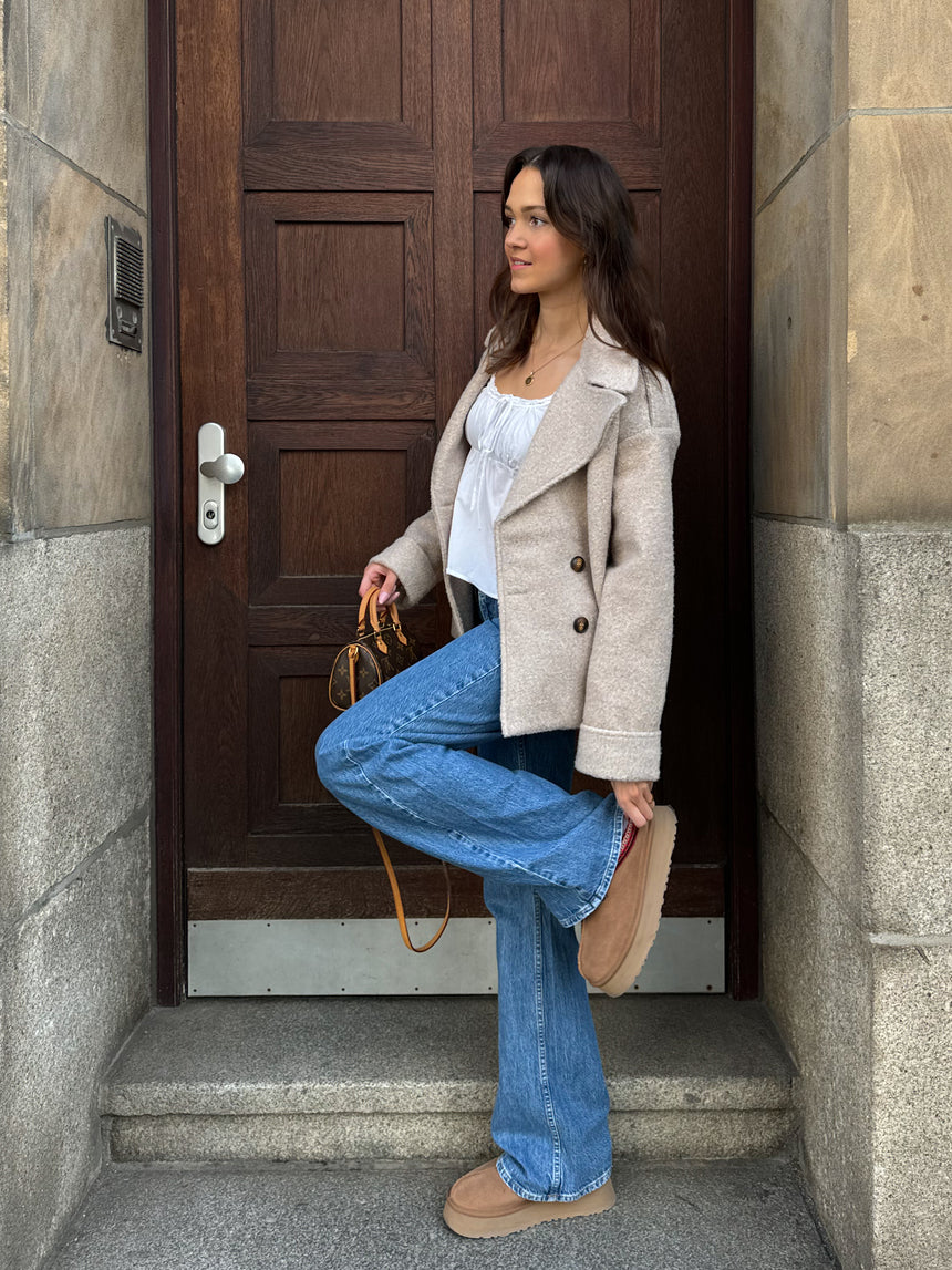 Nicole kort frakke - beige