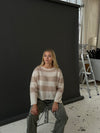 Christelle striktrøje med striber - Beige/off white