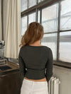 Ariella square neck bluse - Mørkegrøn