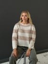 Christelle striktrøje med striber - Beige/off white
