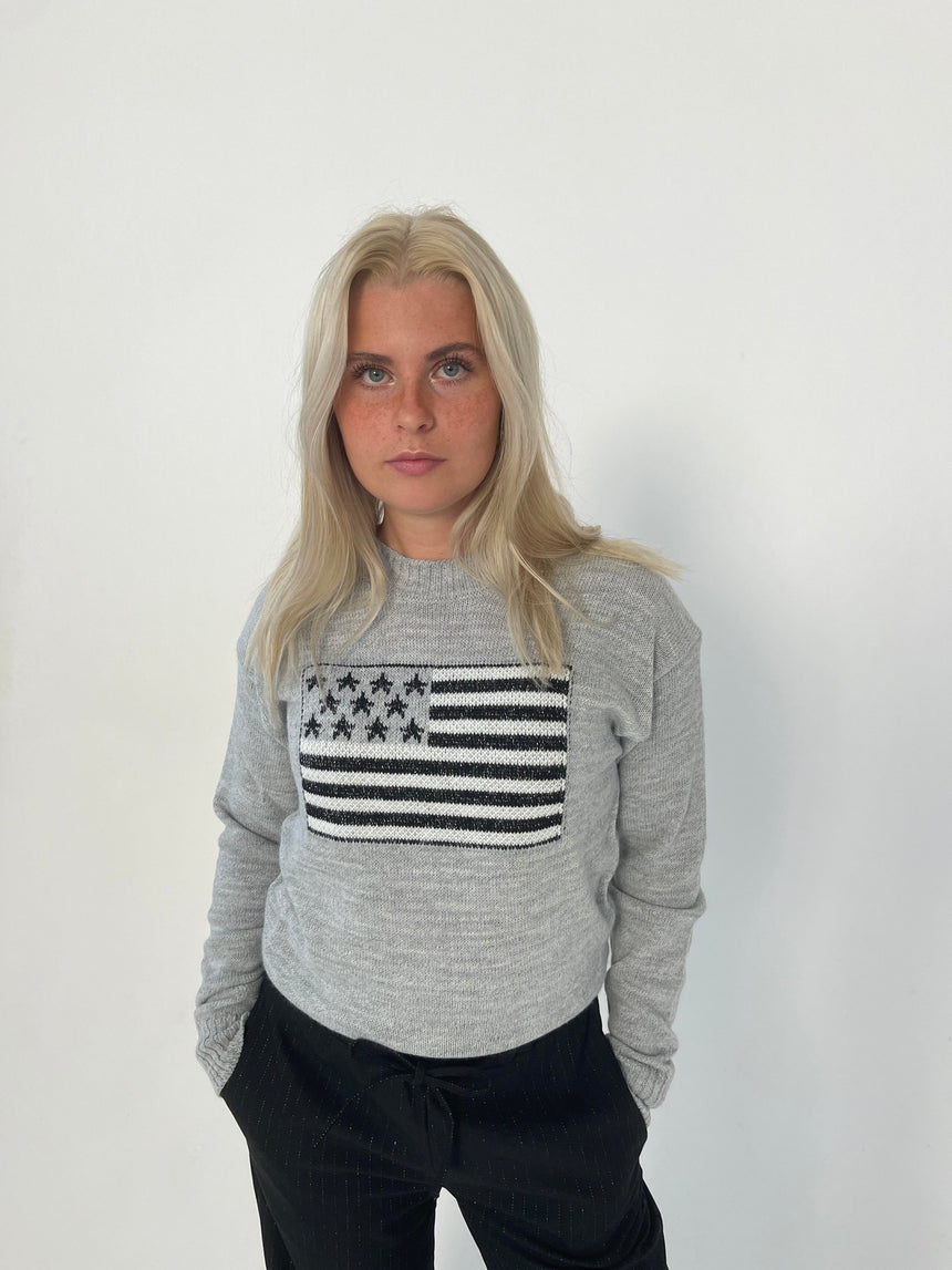 US flag strik - grå glitter