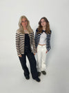 Xenia cardigan med striber - Beige/sort