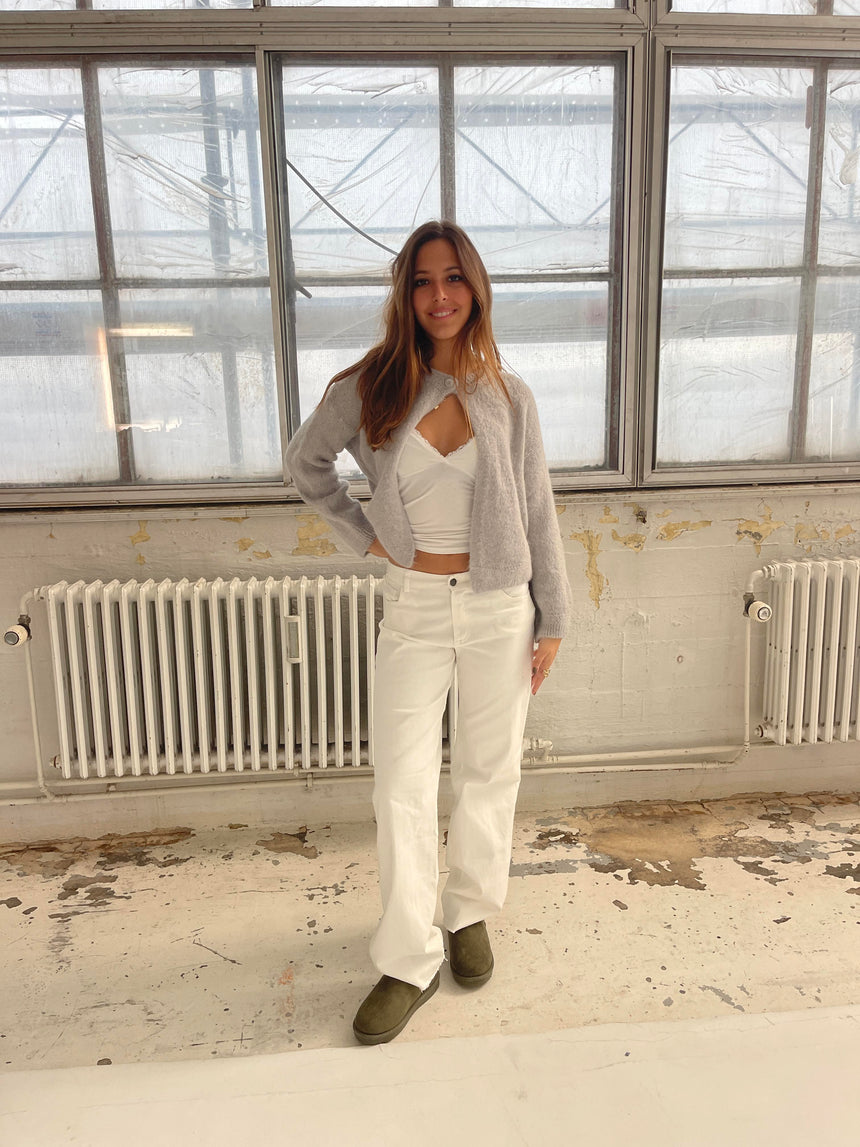 Gabardin jacquard jeans - hvid