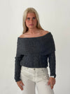 Theresa off-shoulder strik - Grå
