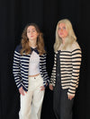 Xenia cardigan med striber - Beige/sort