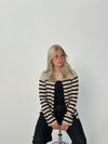 Xenia cardigan med striber - Beige/sort