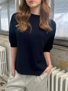 Arabella strikket t-shirt - Navy