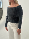 Theresa off-shoulder strik - Grå