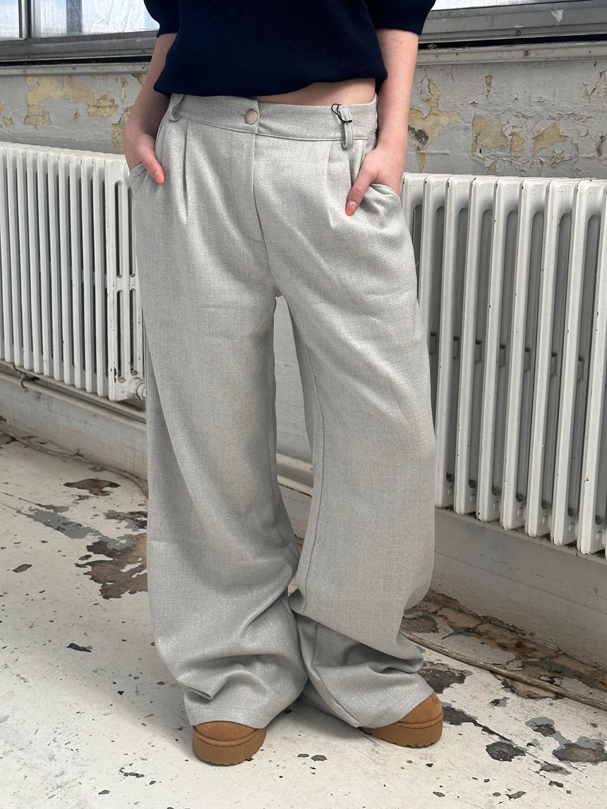 Donna oversized glimmer bukser - Lysegrå