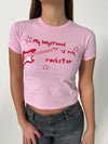 "My boyfriend is my rockstar" baby tee - lyserød