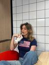 "US flag" baby tee - Navy