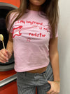 "My boyfriend is my rockstar" baby tee - lyserød