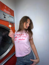 "My boyfriend is my rockstar" baby tee - lyserød