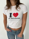 "I love my boyfriend" baby tee - Hvid