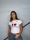 "I love my boyfriend" baby tee - Hvid