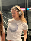 "Disco ball" baby tee - Hvid