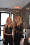 Isamara blonde bluse med velour - sort