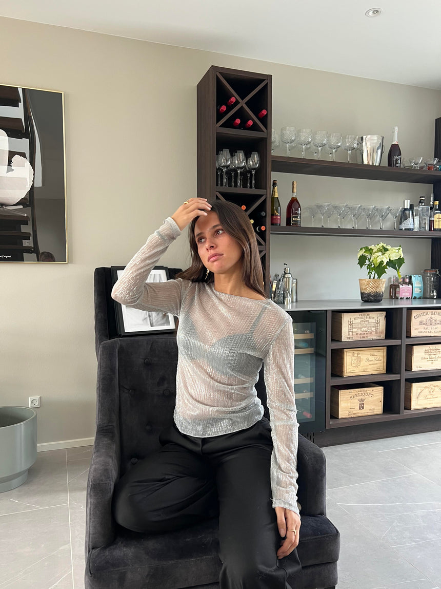 Ilma glitter bluse - Sølv