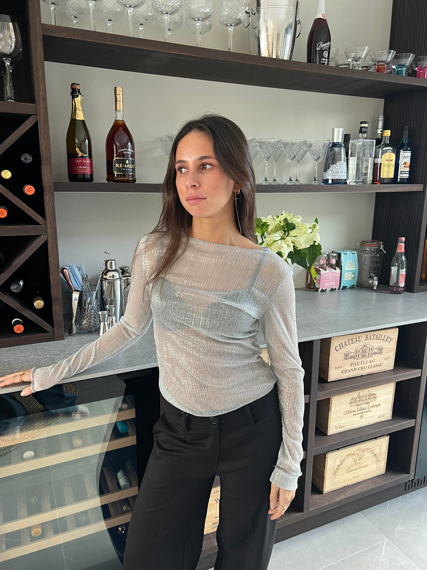 Ilma glitter bluse - Sølv
