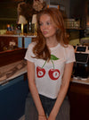 "8-ball kirsebær" baby tee- hvid