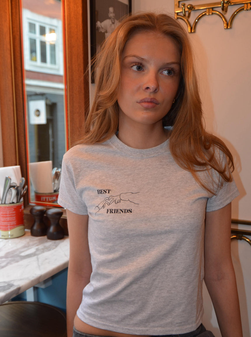 "Best friends" baby tee - grå