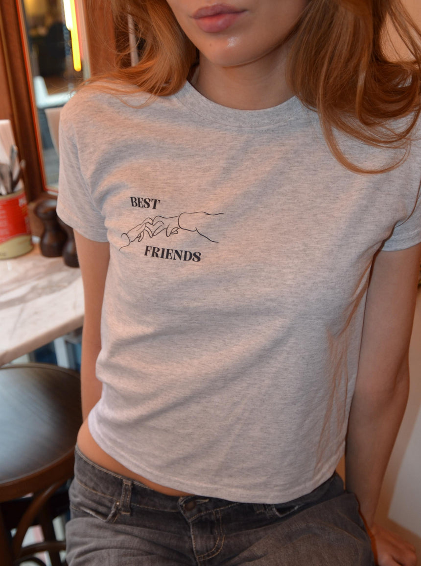 "Best friends" baby tee - grå