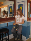 "I love me" leopard skrift baby tee - hvid