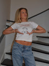 "Small boobs big dreams" baby tee - hvid
