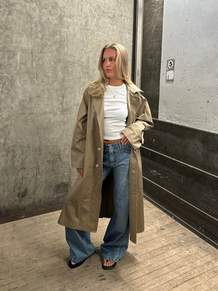 Josefine oversized trench coat - Mørk beige