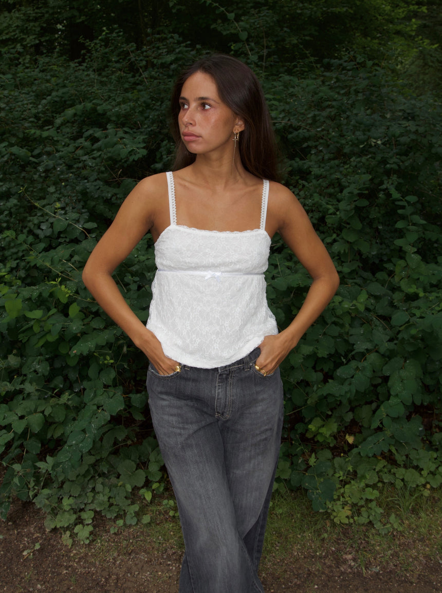 Bente blonde top - Hvid