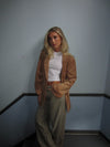 Lindsay fløjlsblazer - Kamel brun