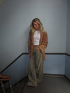 Lindsay fløjlsblazer - Kamel brun