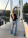 Alaia lavtaljet jeans med lyn detalje - Lys denim