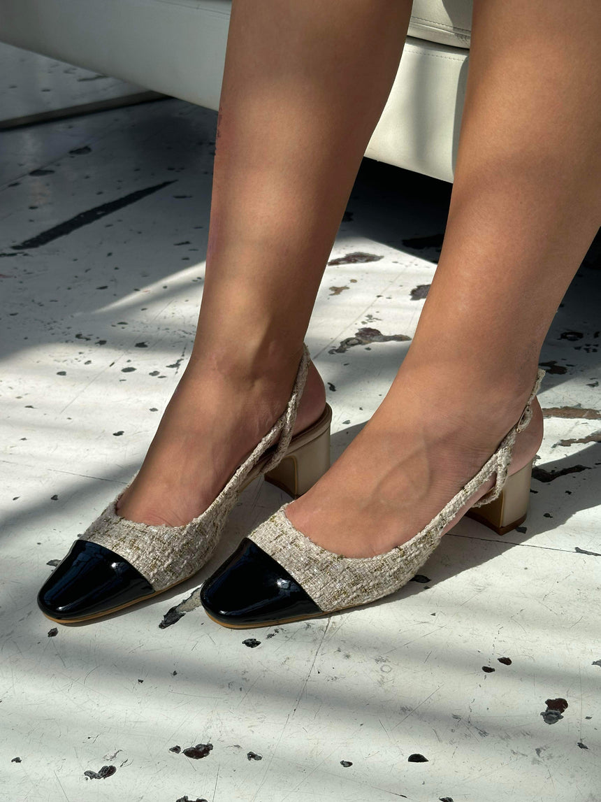 Lindos ballerina sko med hæl - Beige