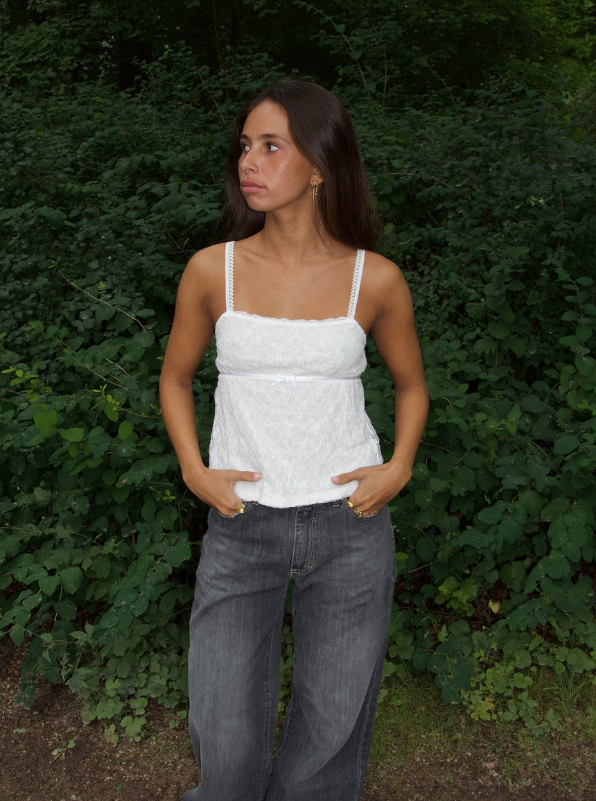 Bente blonde top - Hvid