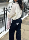 Oversized stjerne jeans - Hvide stjerner