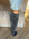 Alaia lavtaljede jeans med lyn detalje - Grå denim